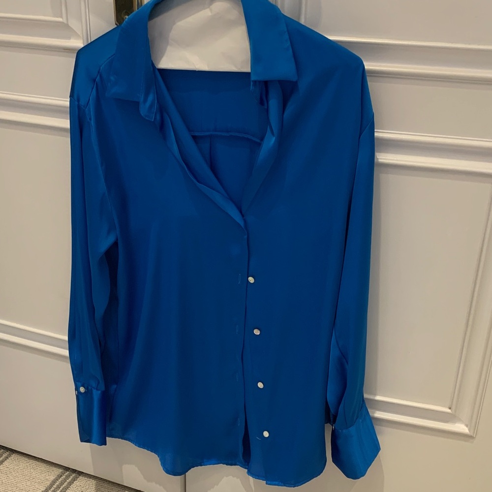 Zara Vibrant Blue Button Down Shirt